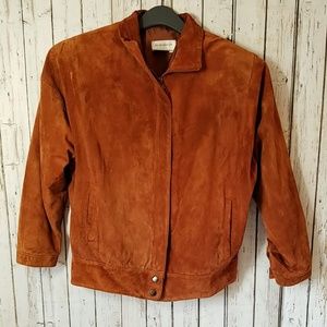 Vintage Woman's jacket real suede Sz 12 Rust Brown